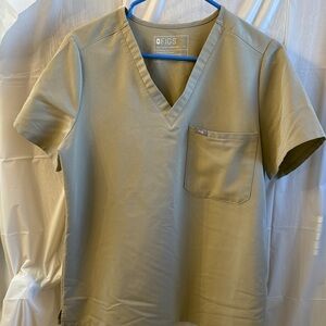 Figs Tan V-Neck Scrub Top